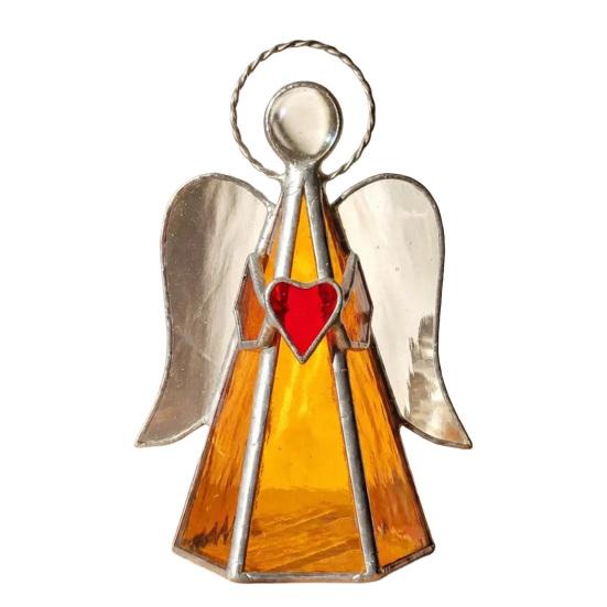 

Guardian Angel Stained Glass Candle Holder Handcrafted Acrylic Angel Tealight Holder for Windowsill Dining Table Centerpiece B