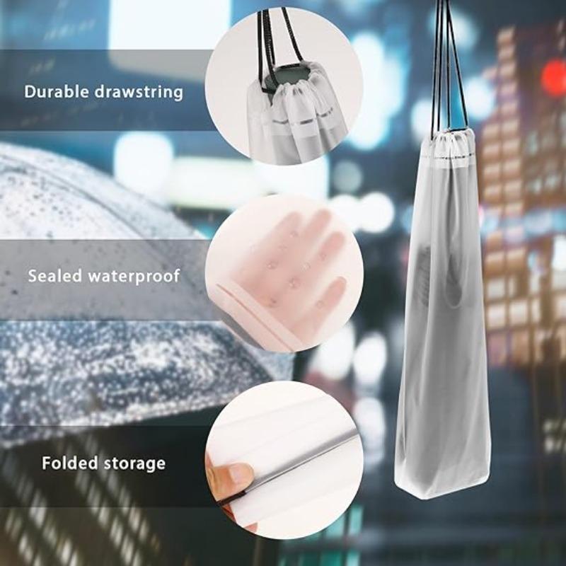 Transparent Waterproof Umbrella Bag Umbrella Storage Bag with Drawstring Reusable Portable Drawstring Bag for Home Storage
