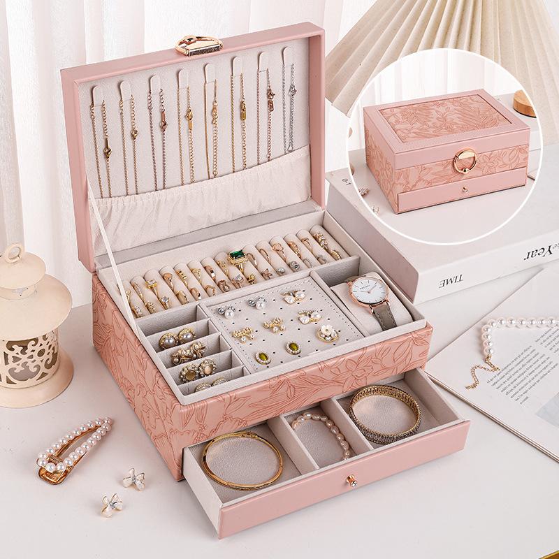 Jewelry Box Pattern Bracelet Storage Box Travel Large Capacity Jewelry Ring Necklace Packaging Box