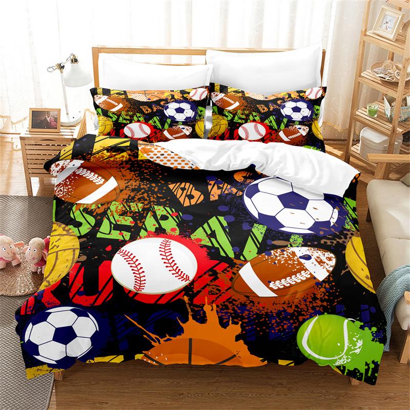 

Sports Bedding Set Athletic Sports Duvet Cover 3d Fashion Design Young Boys Quilt Cover Queen Duvet Cover Set Bedding Sets UK Single 135x200cm&set