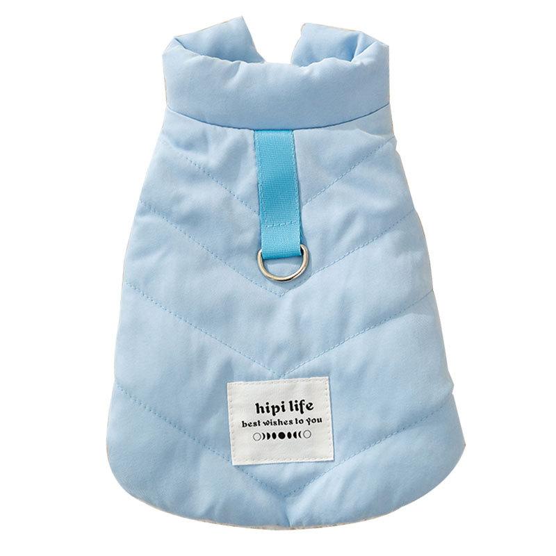 Dog winter warm velvet simple quilting cotton vest teddy small dog out can pull cat pet clothes