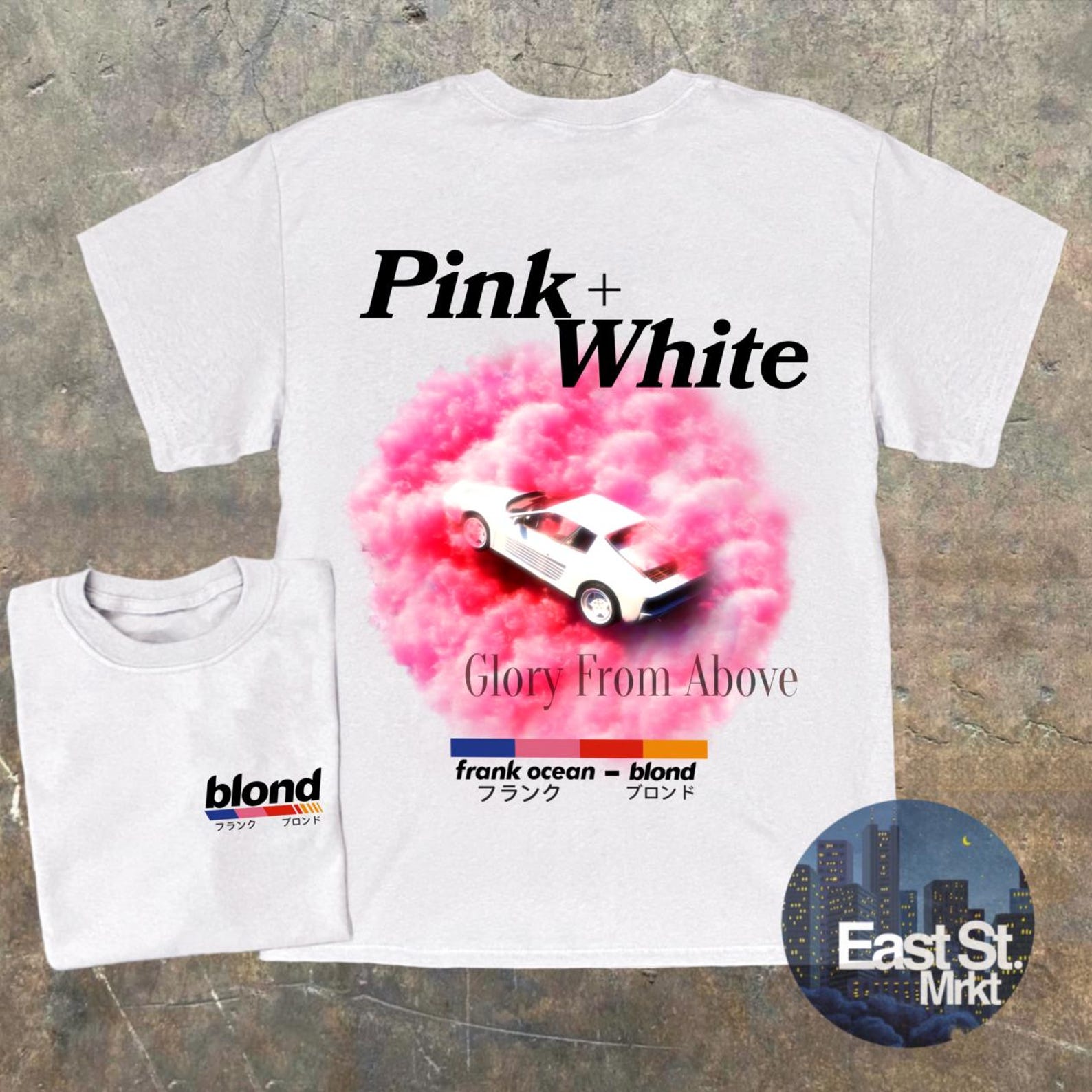 Frank Ocean Pink + White T-shirt - Blond Album Retro Tee S