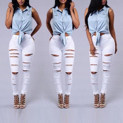 New European & American Women's Ripped Skinny Jeans