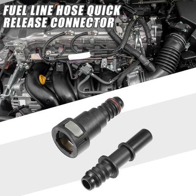 Car Fuel Line Hose Quick Release Connector Kit Straight 1/2" 12.61mm SAE To 1/2" 12mm Disconnect Hose Plastic Gray