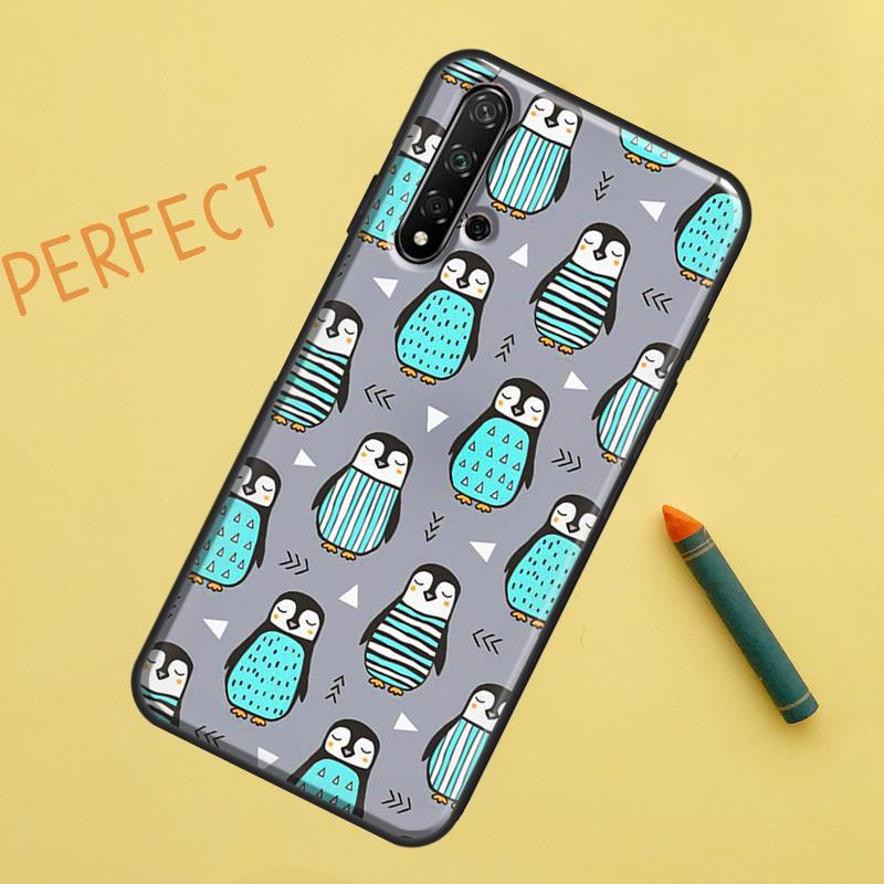 Cute Kawaii Penguin For Huawei Nova 8i 12i 11i 12s Y73 Y72 Y61 Y91 Y90 Y70 Y60 9 10 SE P30 P40 Lite P60 Pro Case