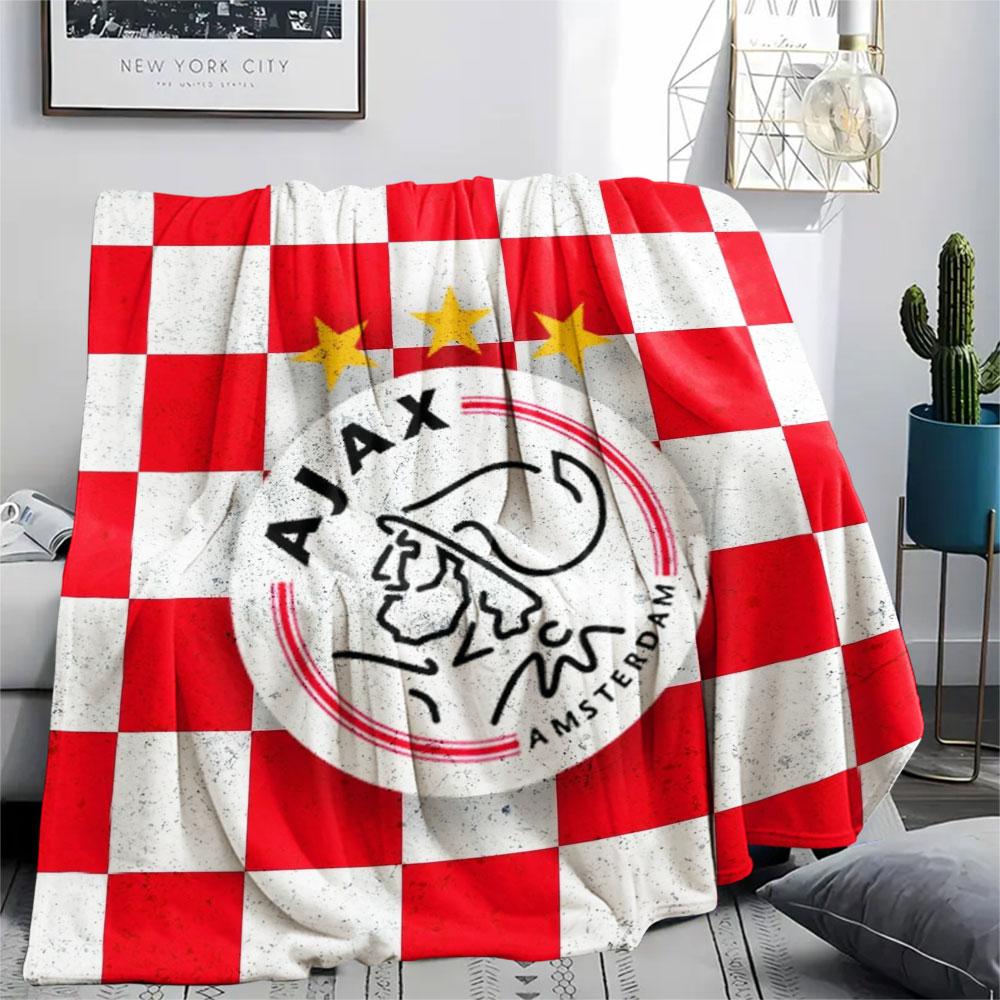 AFC Ajax Amsterdam Printed Flannel Blanket, soft throw for bedroom sofa, washable,soccer fan merchandise, great gift.
