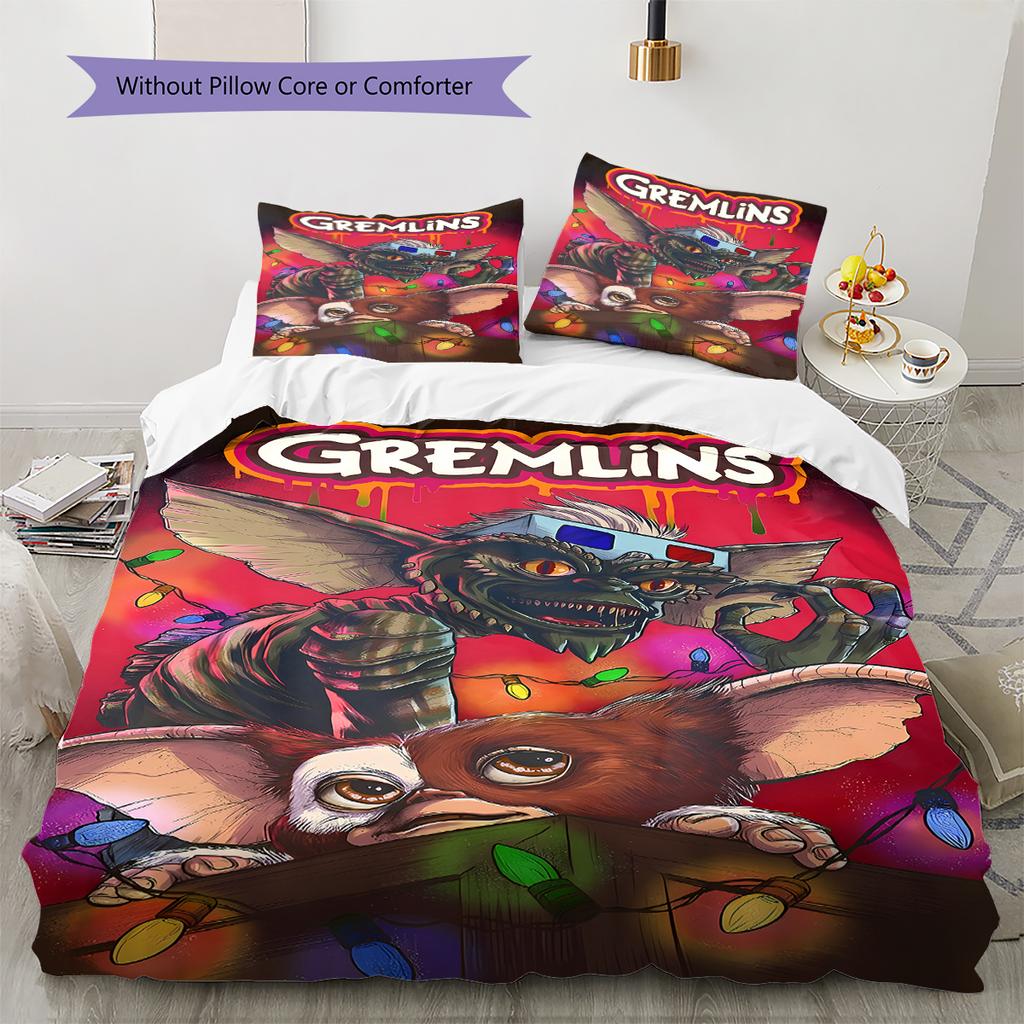 Gremlins Muster Bettwäsche, Steppbett Set Bettbezug Kissenbezug Zuhause Geburtstagsgeschenk (1 Bettbezug + 2 Kissenbezüge, ohne Füllung)