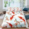 Koi Fish Duvet Cover Set King Queen Size Lucky Fish  Flowers Colourful 3D Print Comforter Cover for Kids Polyester Bedding Set