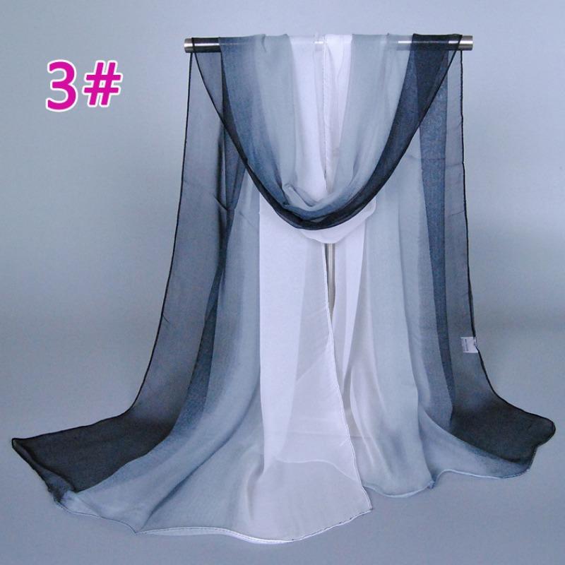 Supply imitation silk georgette silk scarf, popular bright and gradual change of color accessories scarf
