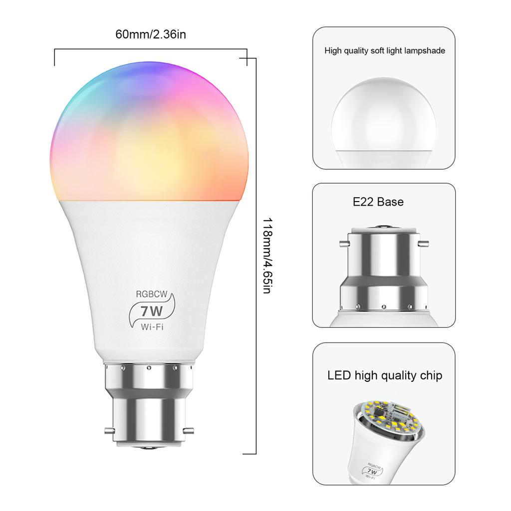 Buy 100-264 V 7W 2PCS Wirelessly WIFI+ BT Connected Connection LEDs ...