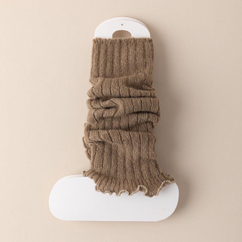 Women's White Knitted Slouch Socks for Spring/Autumn, Mid-High Calf, JK School Style, Perfect with Leather Shoes