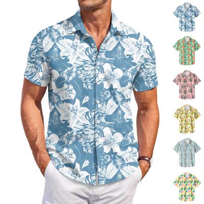 Camisa Casual Masculina com Estampa de Manga Curta
