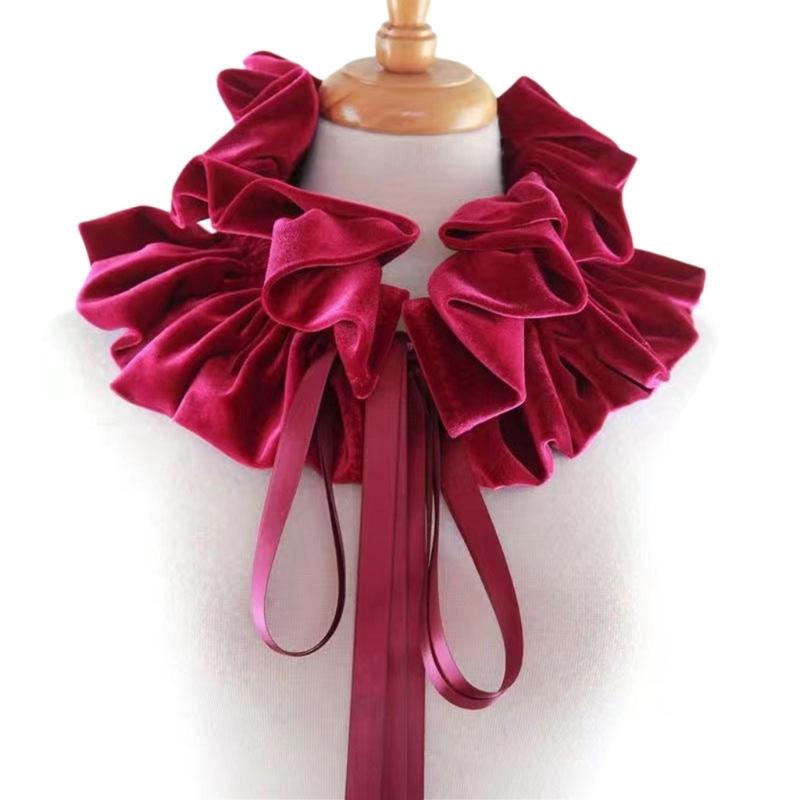 Vintage Victorian Ruffled Shrug Shawl Boleros Ribbon False Collar Renaissance Costume Cosplay Accessories for Unisex