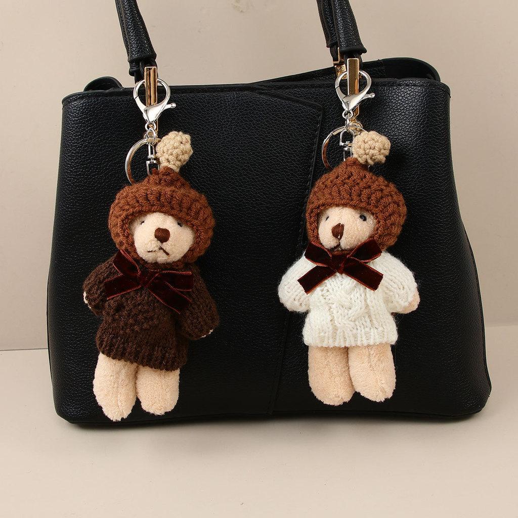 Plush Bear Keychain With Cartoon Animal Pendant For Bags And Gifts