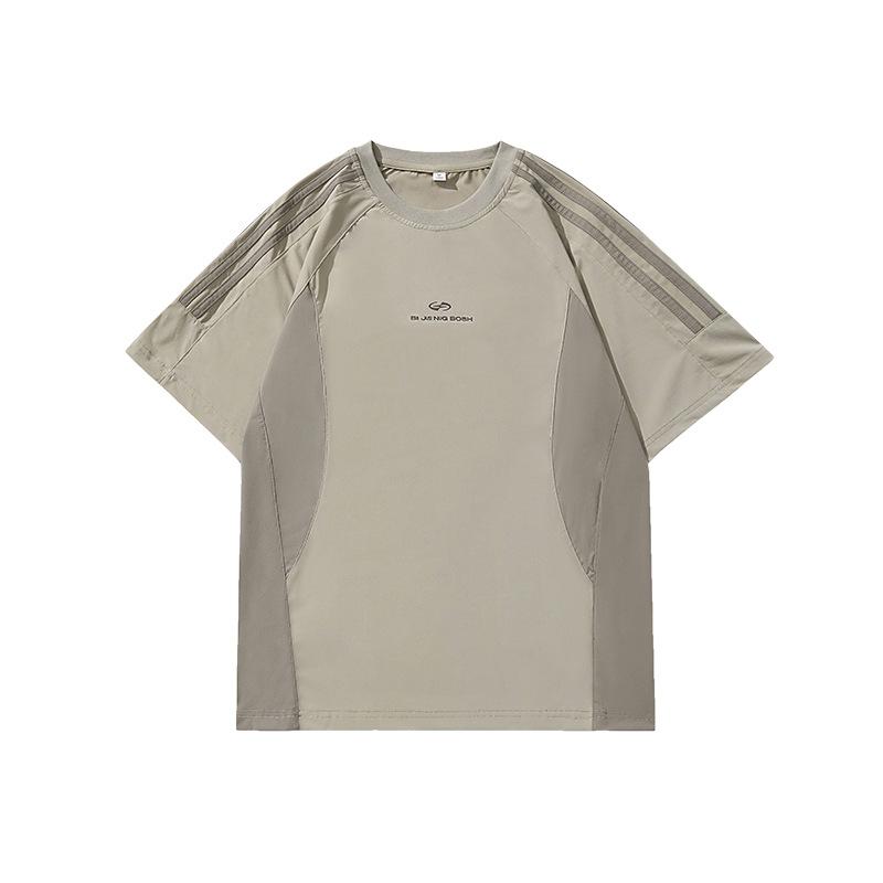 Summer Thin Ice Silk Short-sleeved T-shirt Men's Loose Contrasting Half-sleeved Top