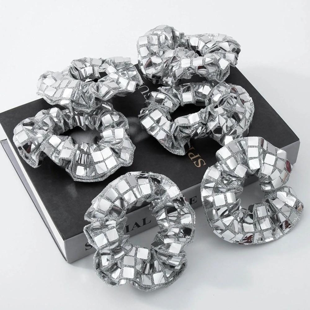 6pcs Super Shiny Rubber Bands Set Retro Disco Large Intestine Hair Tie Hair Accessories