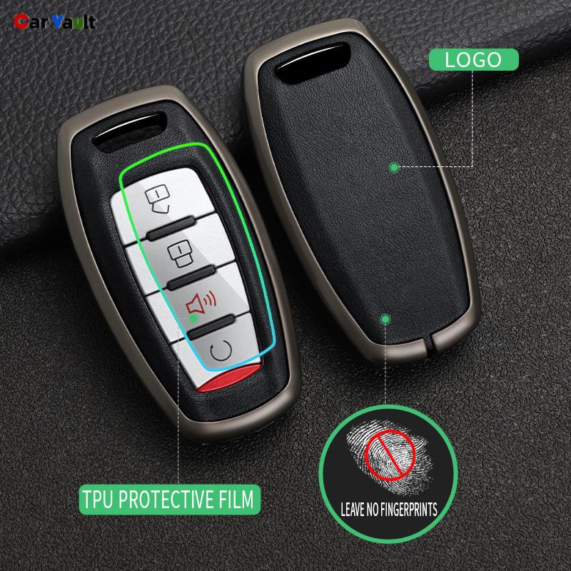 Zinc Alloy+Leather Auto Smart Key Fob Cover Case Protective Housing Remote Fit For Great Wall Poer GWM Vanguard Auto Key Fob Decoration Housing