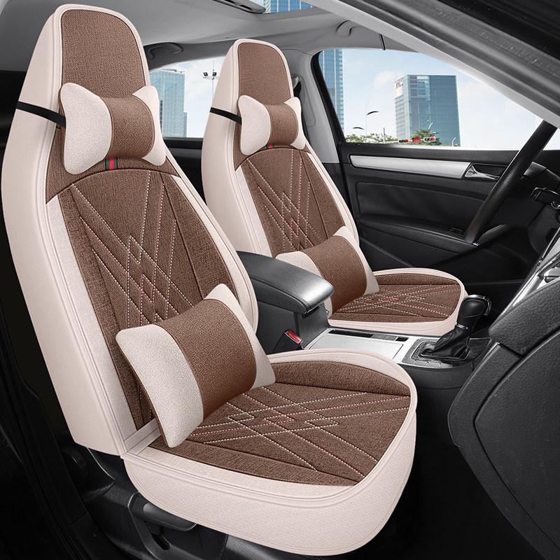 Seagull Car Seat Cushions (Models 23/24) - All-Season Linen Covers for New Energy Vehicles, Full Coverage.