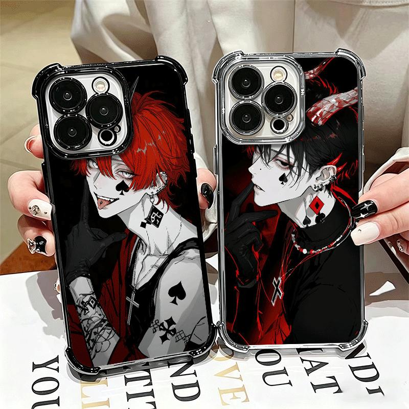 Devil Bad Boy Anime Style Plating Phone Case For Iphone 16 17 Pro Max Air 16E 14 15 Plus 12 13 Mini Anti-Fall Airabag Cover
