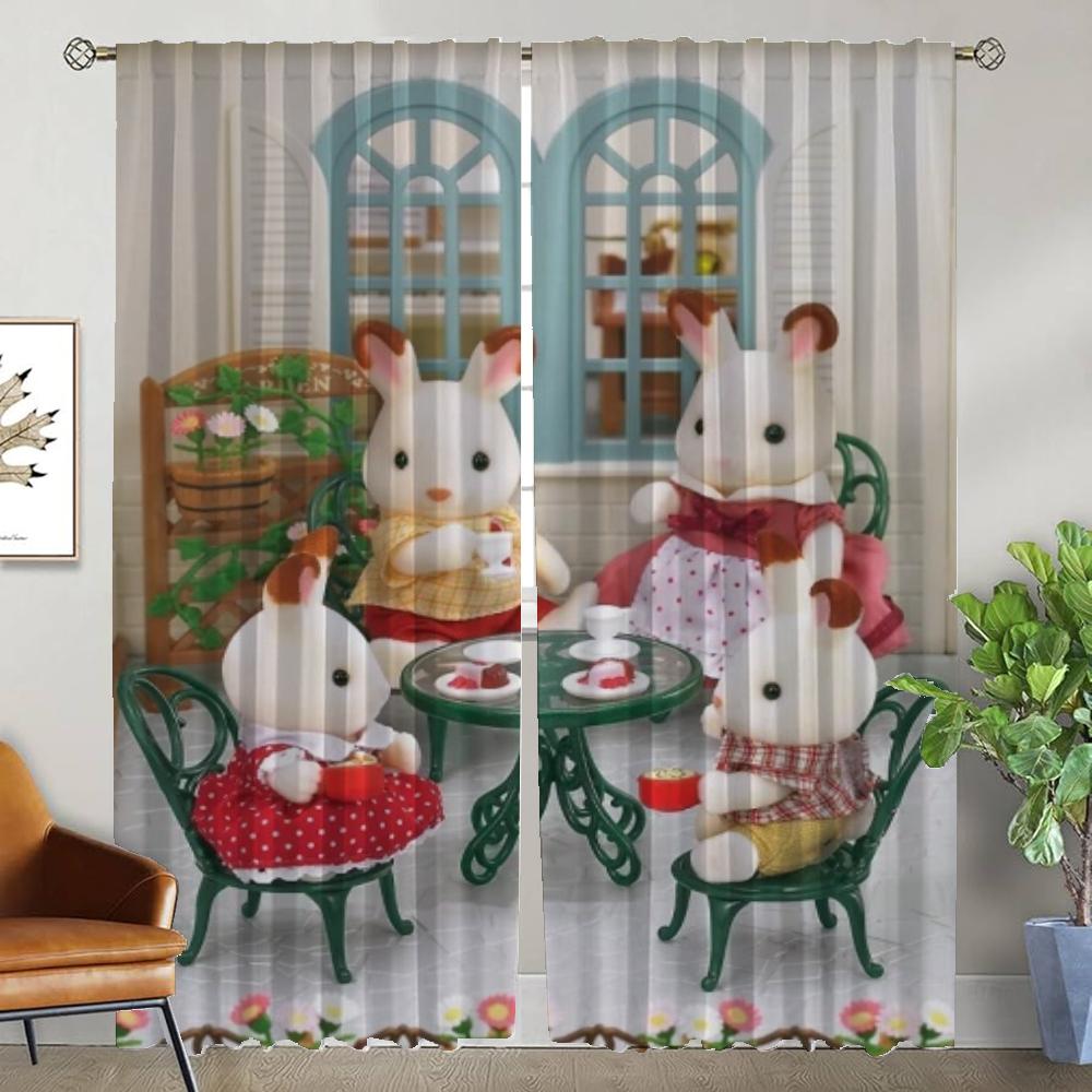 

Плотные шторы 2 шт. S-Sylvanian Families Shades Tulle для спальни Элегантные шторы для комнаты Украшение на Хэллоуин Раздел W50xH70cmx2pcs-CL