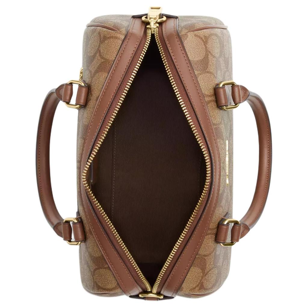 Coach Rowan 27 Vintage Monogram Reißverschluss Beschichtetes Canvas und Recyceltes Leder Tragetasche Groß Damen-Tragetaschen Khaki Sattelbraun CS188-IME74