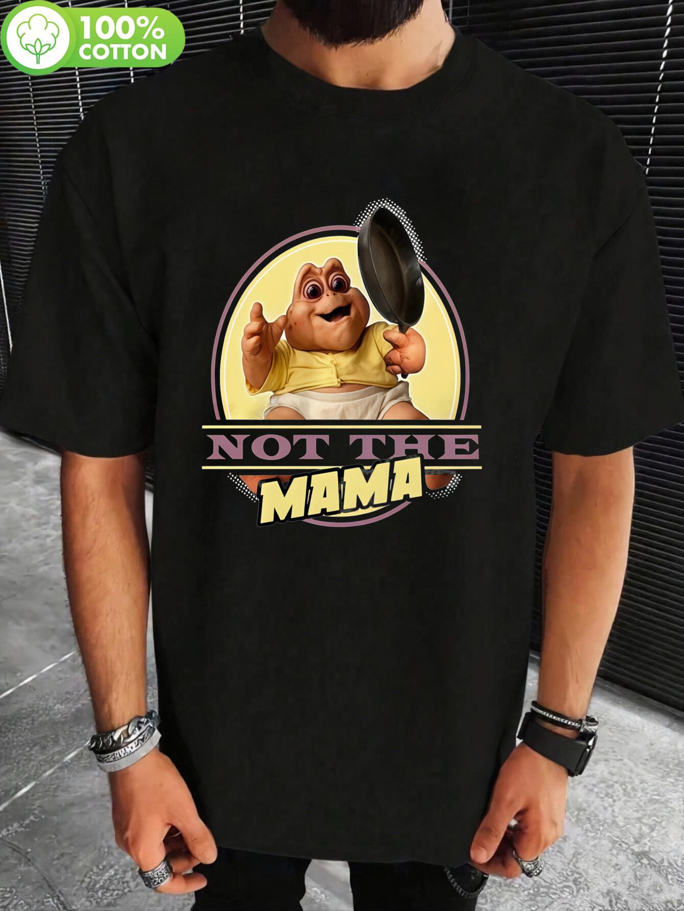 Plus Size Black Cotton T-shirt with Not the Mama Graphic - Soft L