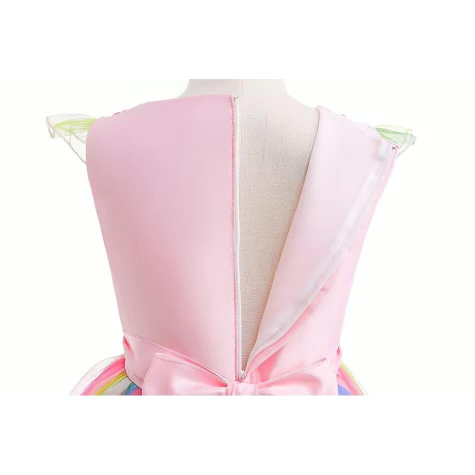 Unicorn for Girls Set with Headband and Necklace, Premium Fabric, 5-6 Years, 130 Cm, Pink