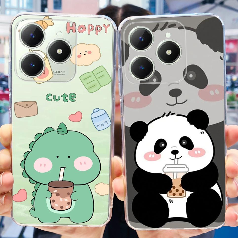 For Realme C63 C61 Phone Cover Case Cool Cartoon Dragon Space Man Cat Funda Soft Clear Silicone Bumper For Realme Narzo N61 N63