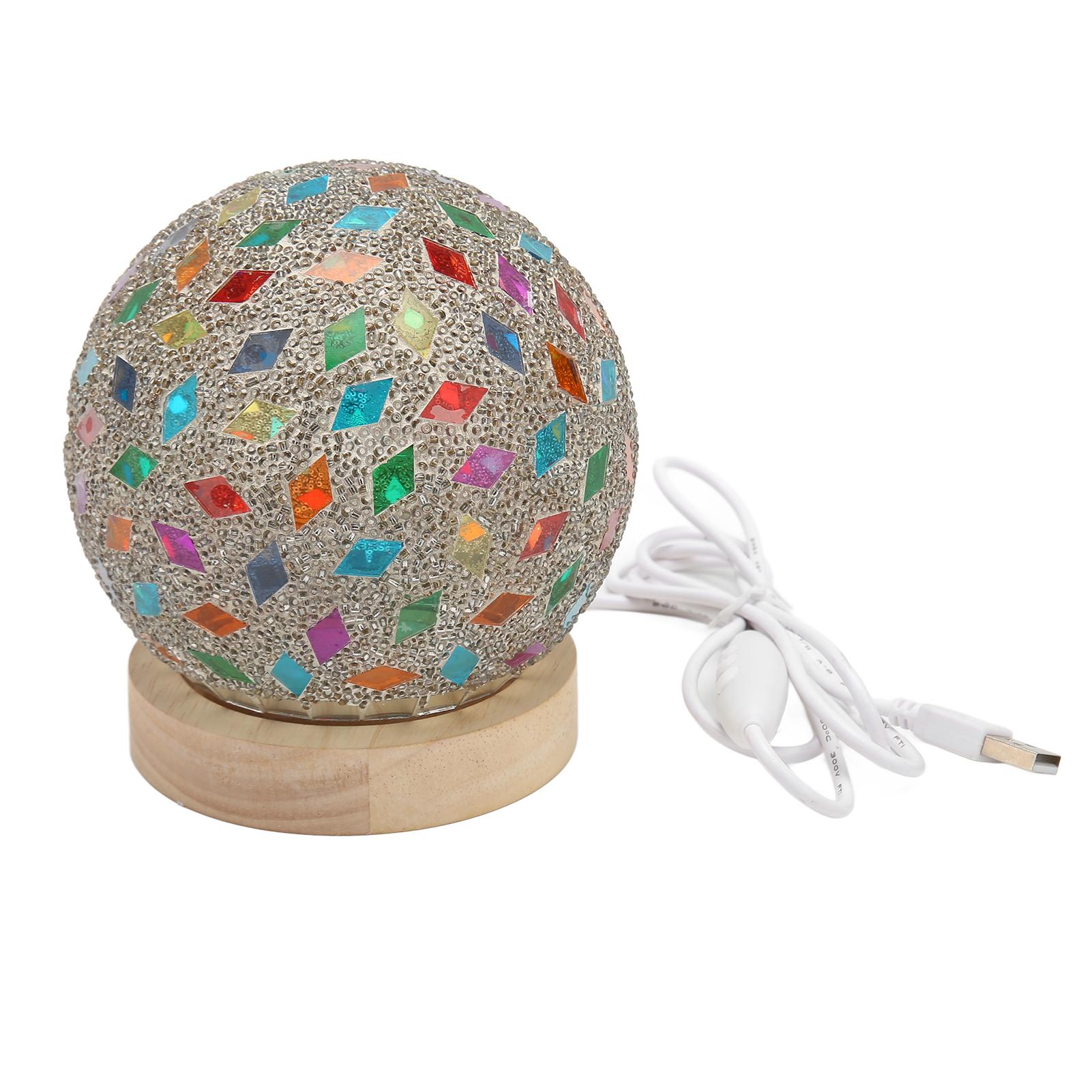 

Ночник Разноцветные Стеклянные Фрагменты Мозаичный Стиль Сферический USB Настольная Лампа для Украшения Дома