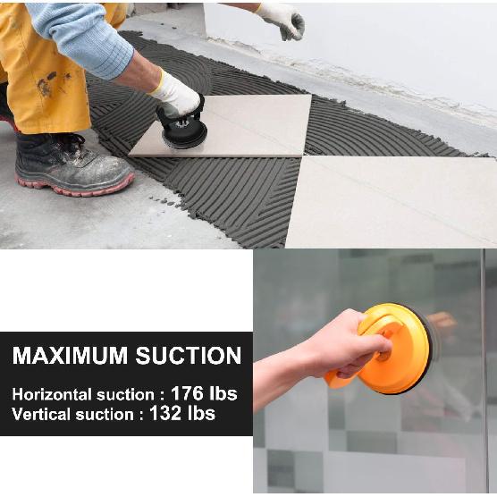 IMT 4.9" Glass Suction Cup Tiles Window Lifter, Power Grip Vacuum Lifter For Glass/Tiles/Mirror/Granite Lifting, Dent Repair Sucker Plate, Double