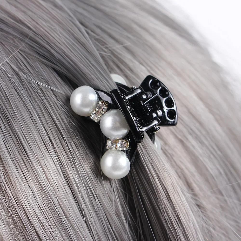Elegant Pearl Mini Hair Clip for Women Girls Hair Claw Chic Small Size Hairpin Crab Barrette Hairpins New Hair Accessories Black