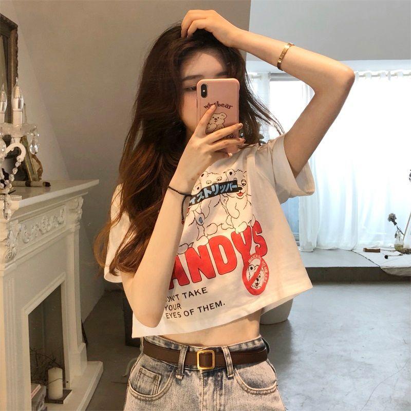 

White Short Sleeve T-Shirt Women s Summer 2025 New Arrival Pure Cotton Stylish Niche Style round Neck Print Shoulder Short Tops White M