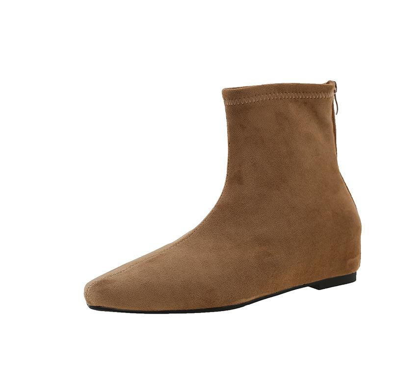 In the fall of 2025, the new inner height increase retro suede low heel short tube thin boots women's pointed short boots women's Martin boots