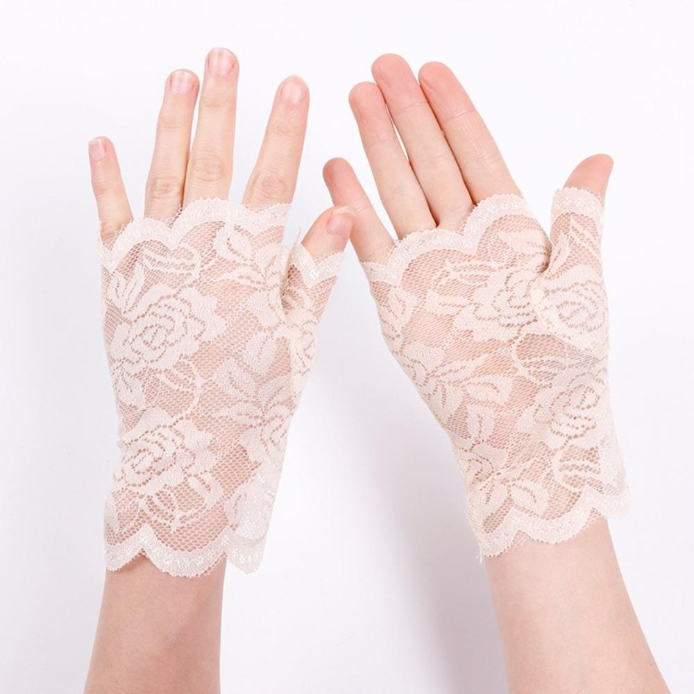 Lace Rose Flower Fishnet Gloves Party Dress Performance Gloves New Wedding Bridal Gloves  Sexy