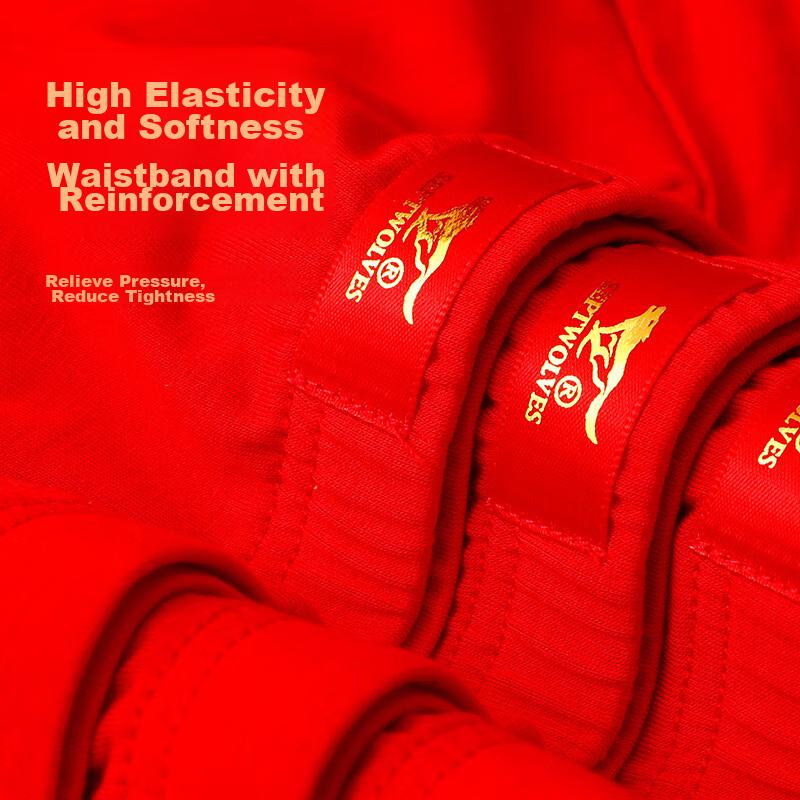 SEPTWOLVES Horse Year Red Underwear for Men, Zodiac Boxer Briefs, Five Blessings Lucky Antibacterial Underwear, Festive Hongyun, 4 Pairs, 4XL