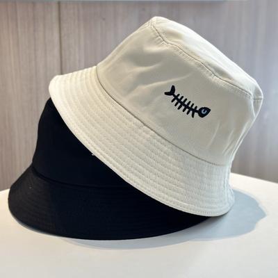 Embroidered Small Brim Bucket Hat Women's Summer Versatile Cute Student Spring and Autumn Sun Hat Child Basin Hat Tide