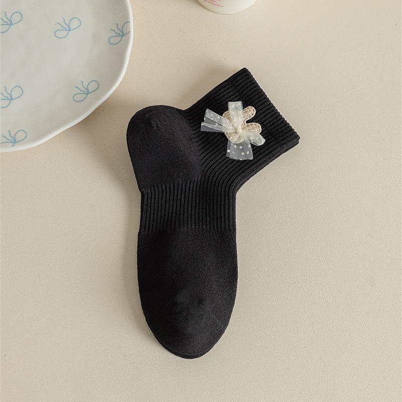 

Женские весенне-летние мультяшные милые всевозможные стерео носки-трубы из дышащей сетки без косточек из хлопка 1 pair чёрный