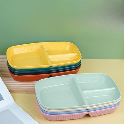 Wheat Straw Dinner Plate, Household Three-compartment Breakfast Plate for Adults, Single-person Dining, Children's Tableware, Plastic Plate