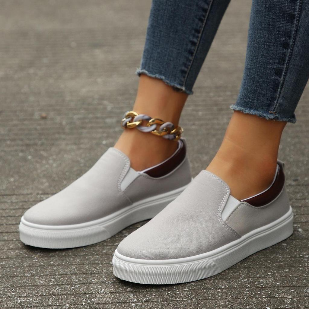 Women's Plus Size Low-Top Slip-On Color Block Flat Shoes