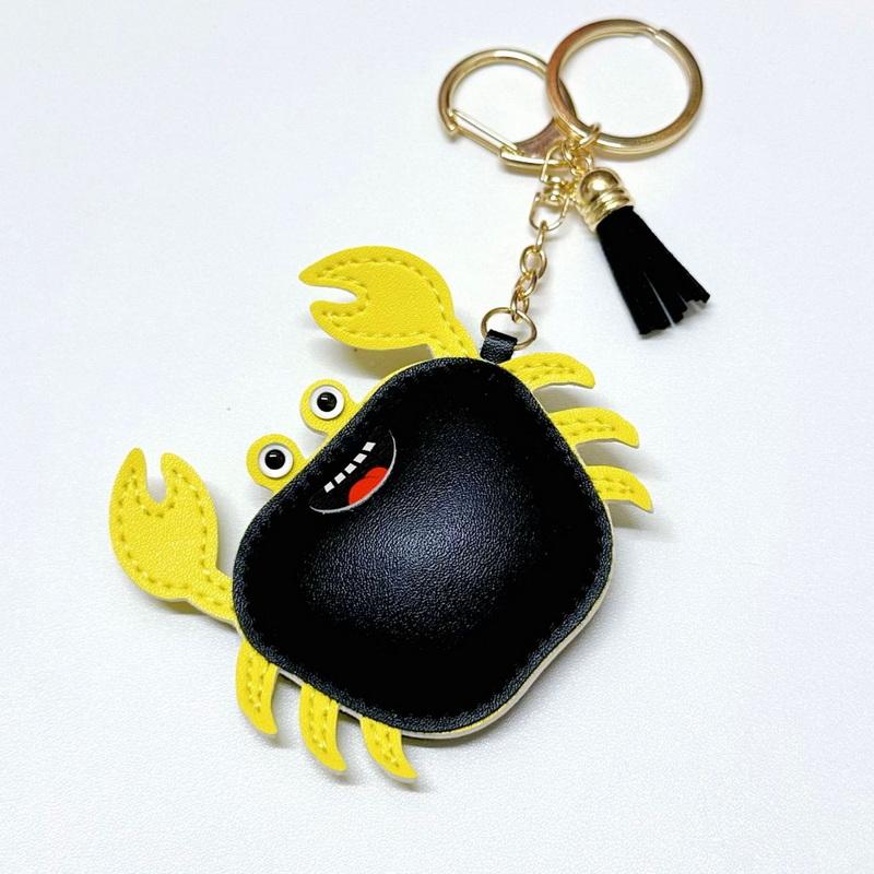 1 Pcs Simple And Fashionable Leather Crab Car Keychain Bag Creative Headphone Bag Pendant Accessories