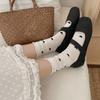 Ladies Spring and Summer Thin Love Wooden Ear Side Lovely Boneless In The Tube Pile Pile Cotton Socks
