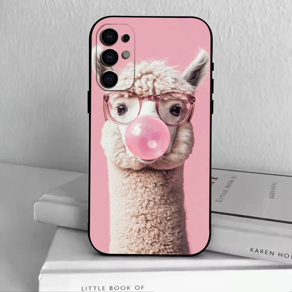 D-Cute Alpaca Phone Case For Samsung S25,S24,S21,S22,S23,S30,Ultra,S20,Plus,Fe,Soft Silicone Black Cover