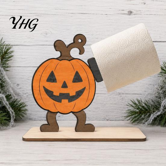 Spooky Bathroom Tissue Storage 2Pcs Halloween Paper Towel Holder, Cartoon Animal Tabletop Roll Dispenser, Wooden Cute Bat Organizer Stand for Kitchen