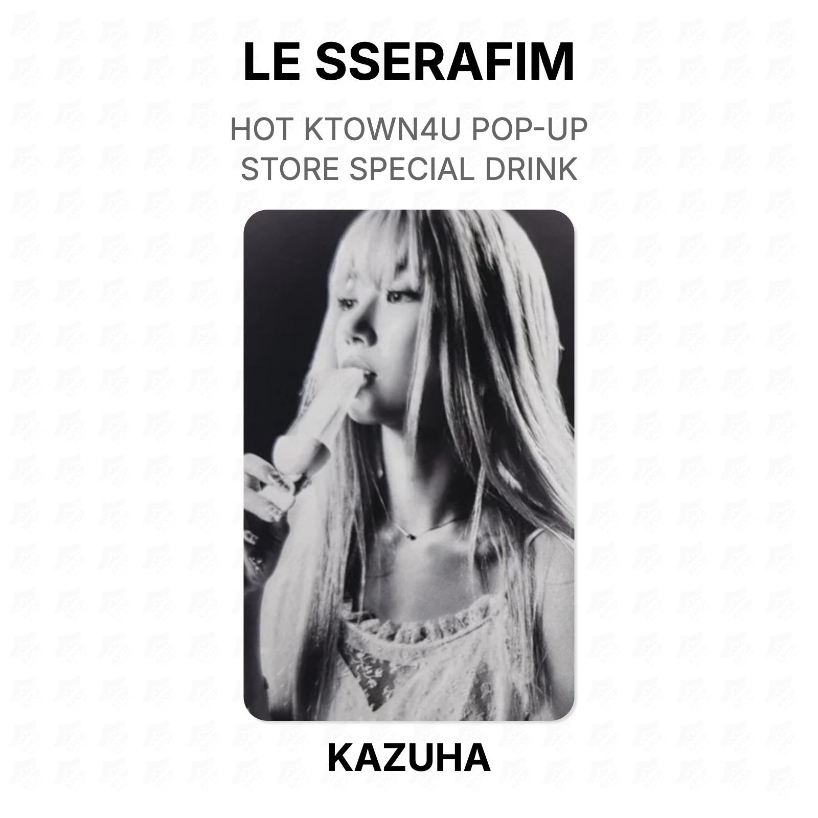 LE SSERAFIM HOT KTOWN4U POP-UP STORE SPECIAL DRINK Official Photocard KAZUHA