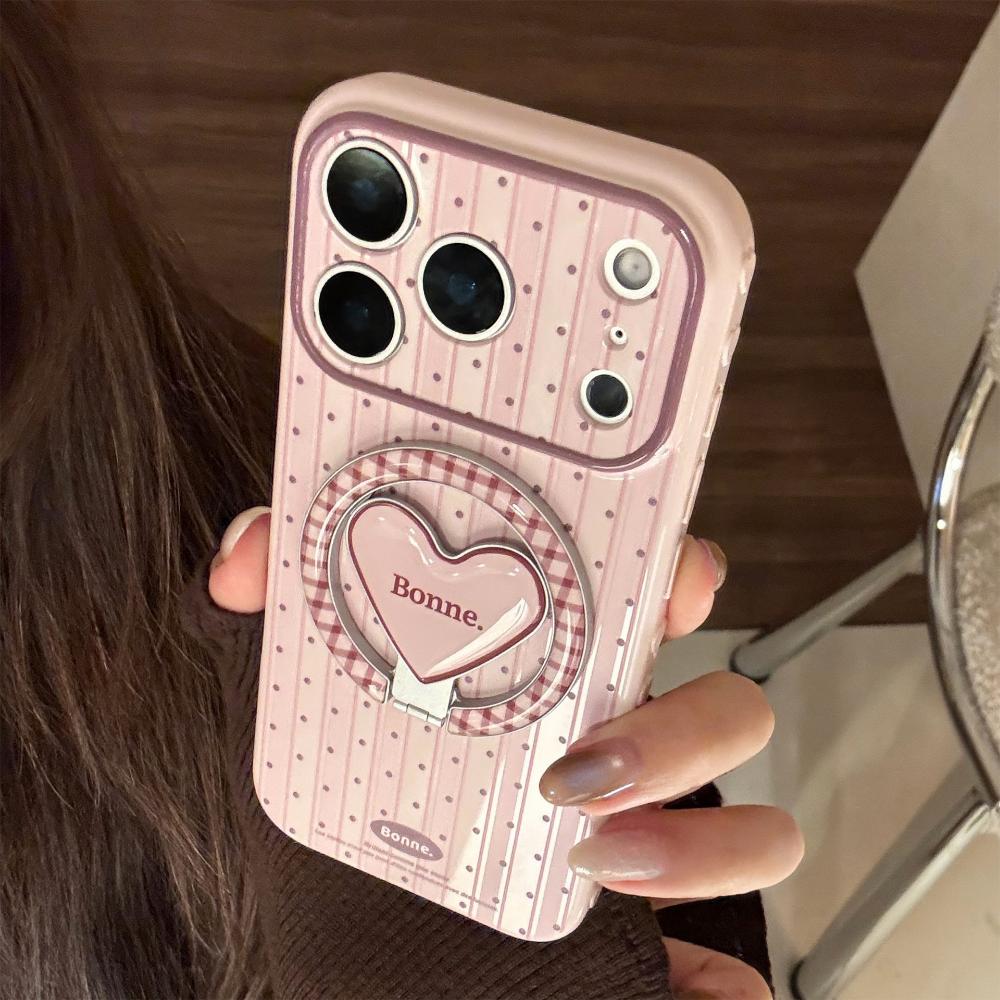 Rojo Marrón Retro Adecuado para Funda de Teléfono Móvil Apple 17promax Iphone16 Rayas Puntos de Onda 15 Soporte Magnético 13 Carcasa Blanda