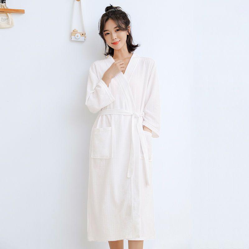 Unisex Long Sleeve Bathrobe - Spring/Autumn Solid Color