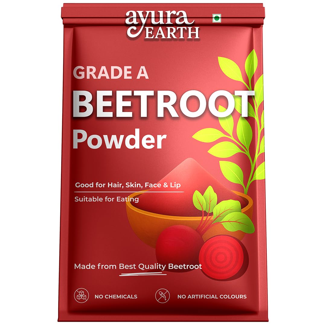 

AyuraEarth Beetroot Powder for Drinking, Eating, Face Pack, Hair (200g) | 100% Pure & Preservative-Free