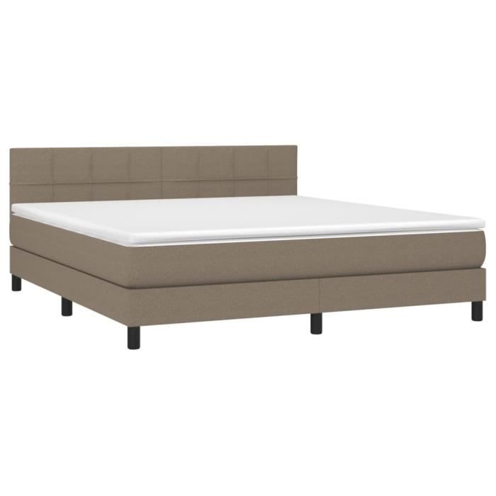 3140069 vidaXL Bed with Box Spring and Mattress Taupe 160x200 Cm Fabric