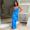 European and American Style Printed Pocket Collar Suspender Dress 2026 Summer New Temperament Waist Hip Skirt