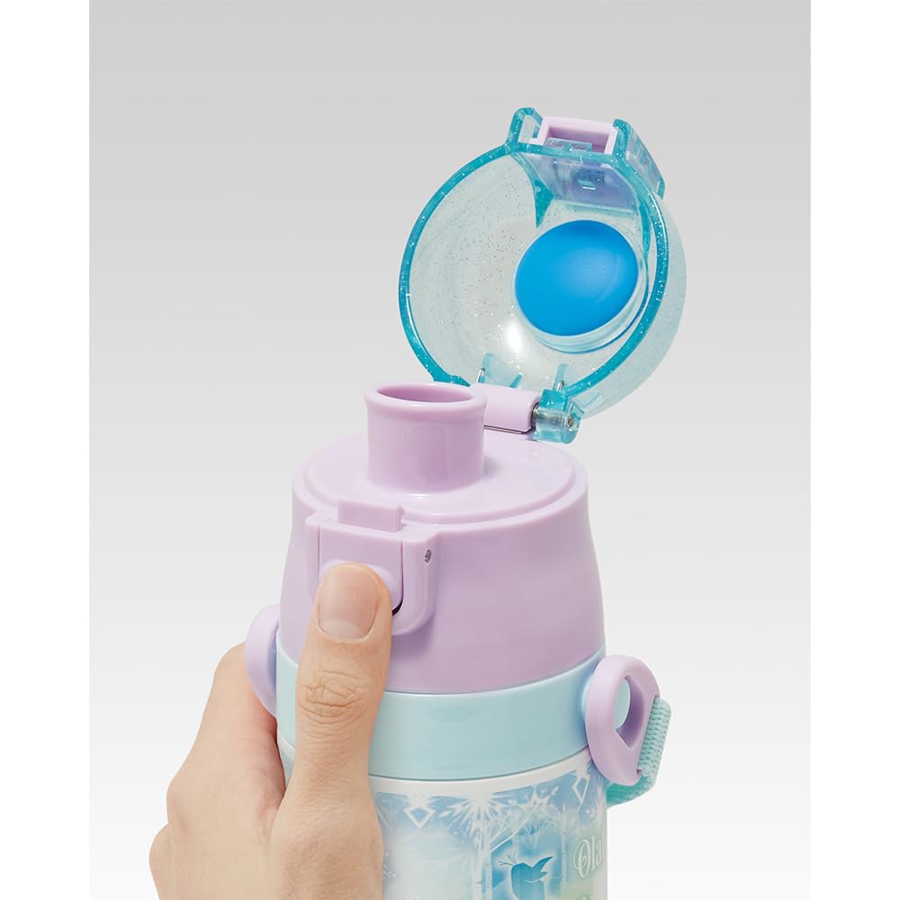 Skater Kids Water Bottle 2-Way Drink Cup Disney Frozen Anna and Elsa Stainless Steel Insulated 470ml/430ml Lightweight Sports